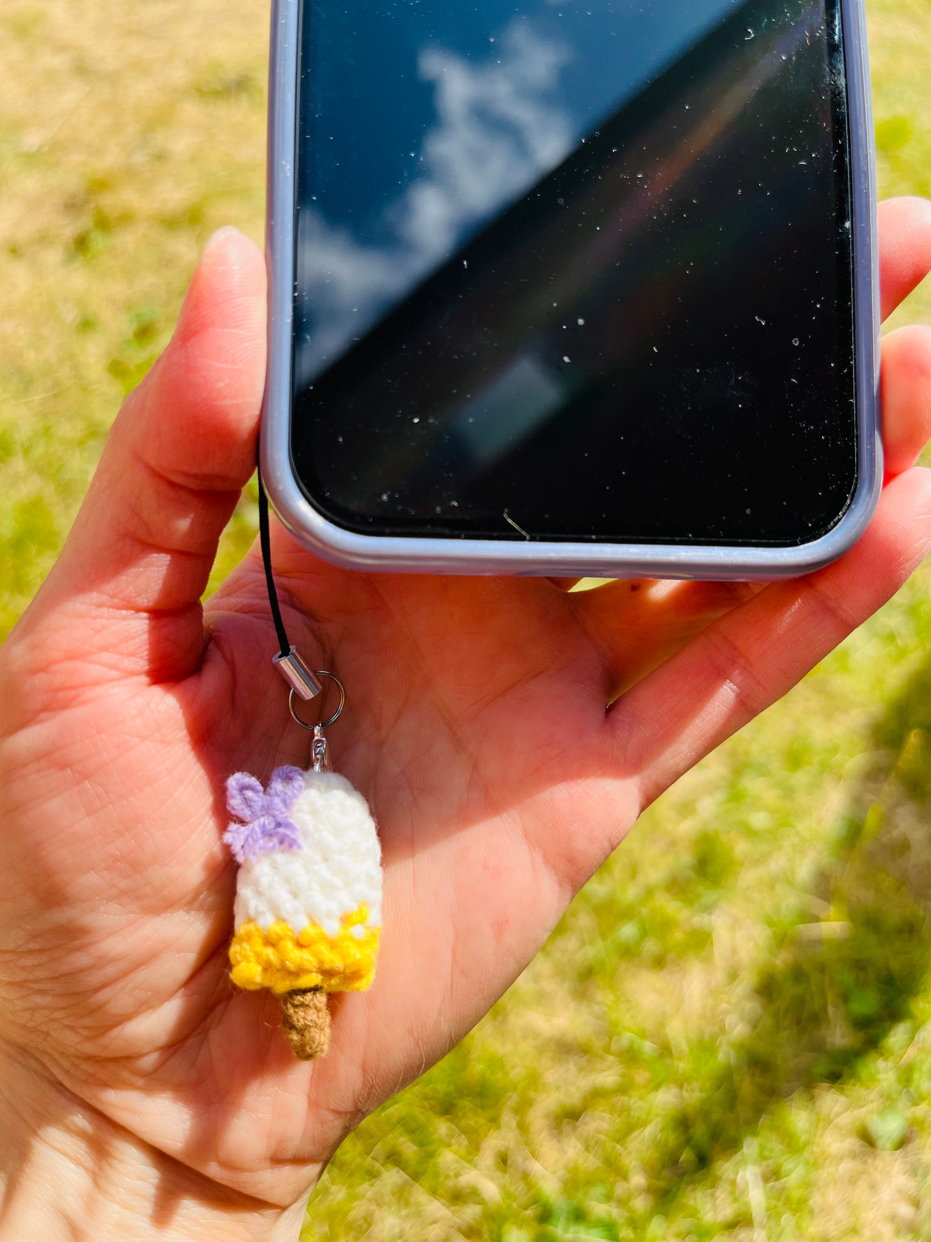 Crochet Ice Cream Bar Keychain, Cute Phone Charm, Mini Bag Charm, Handmade Summer Gift