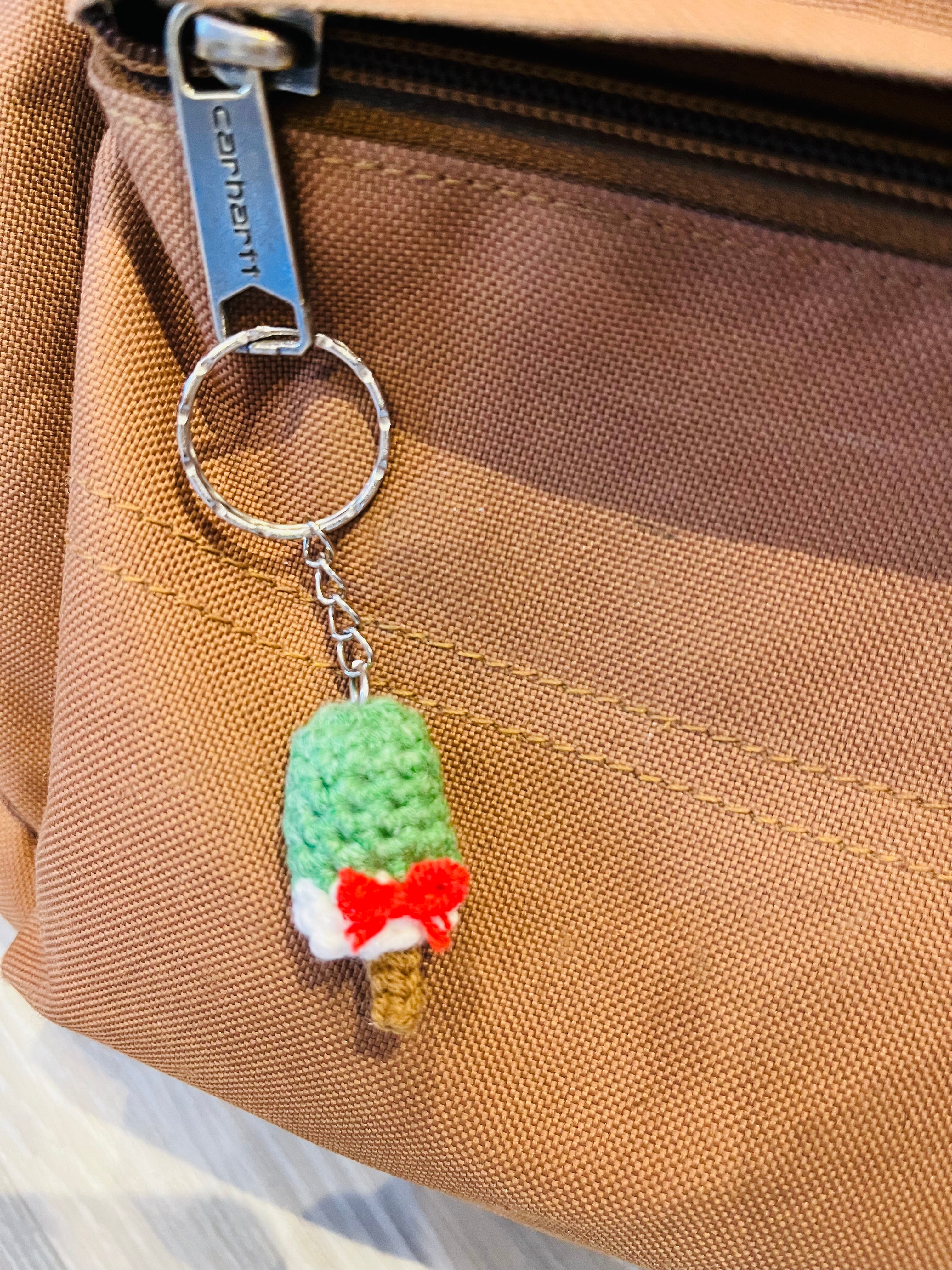 Crochet Ice Cream Bar Keychain, Cute Phone Charm, Mini Bag Charm, Handmade Summer Gift
