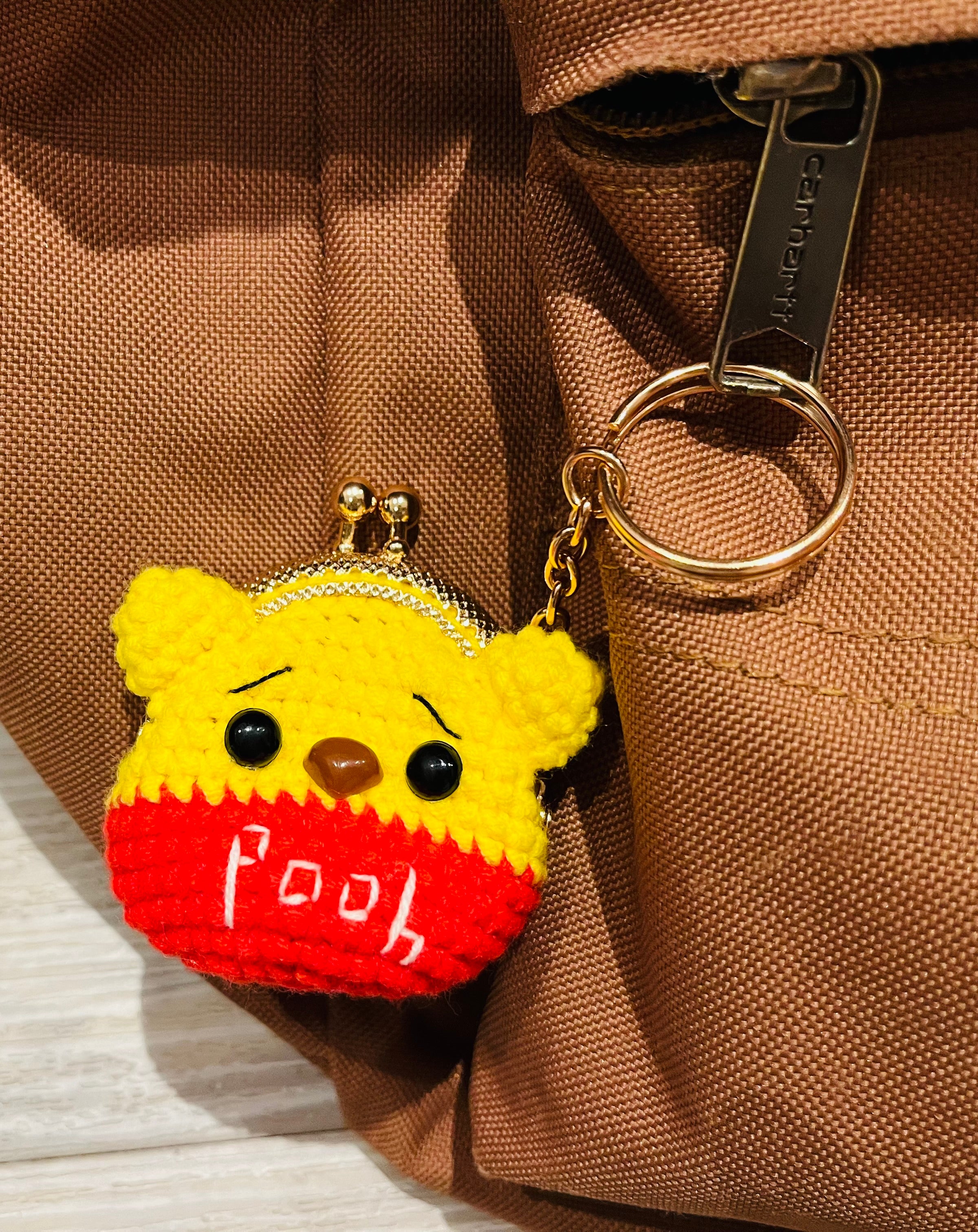 Handmade Crochet Keychain Purse I , Cute Character Keyholder, Winnie the Pooh, Mickey,  Hello Kitty, Puppy, Tiger, Cute Bag Charm