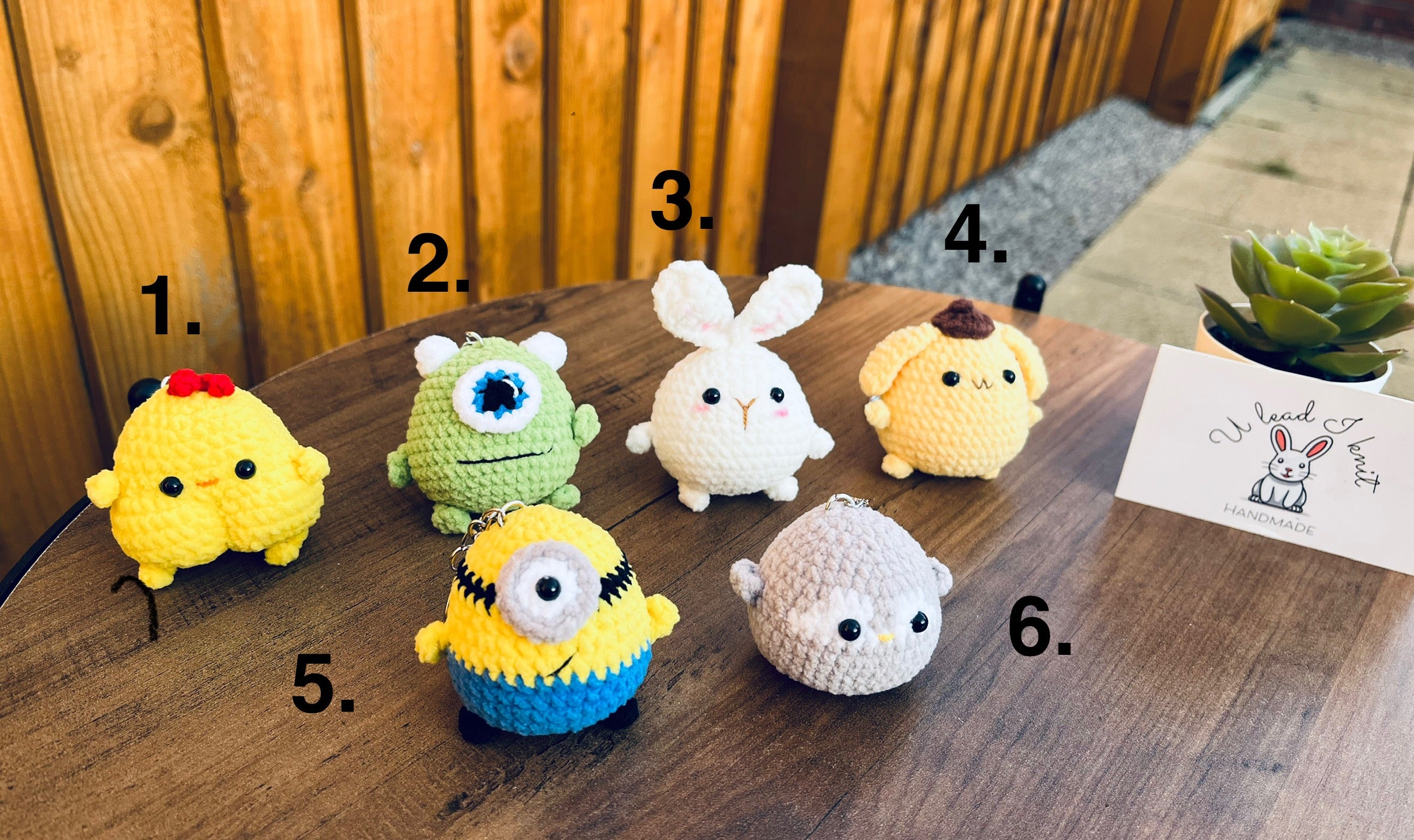 Cute Crochet Character Keyring Collection I /Kawaii Bag Charm, Pompompurin / Mike Wazowski/ Minion / Penguin / Chick/ Bunny