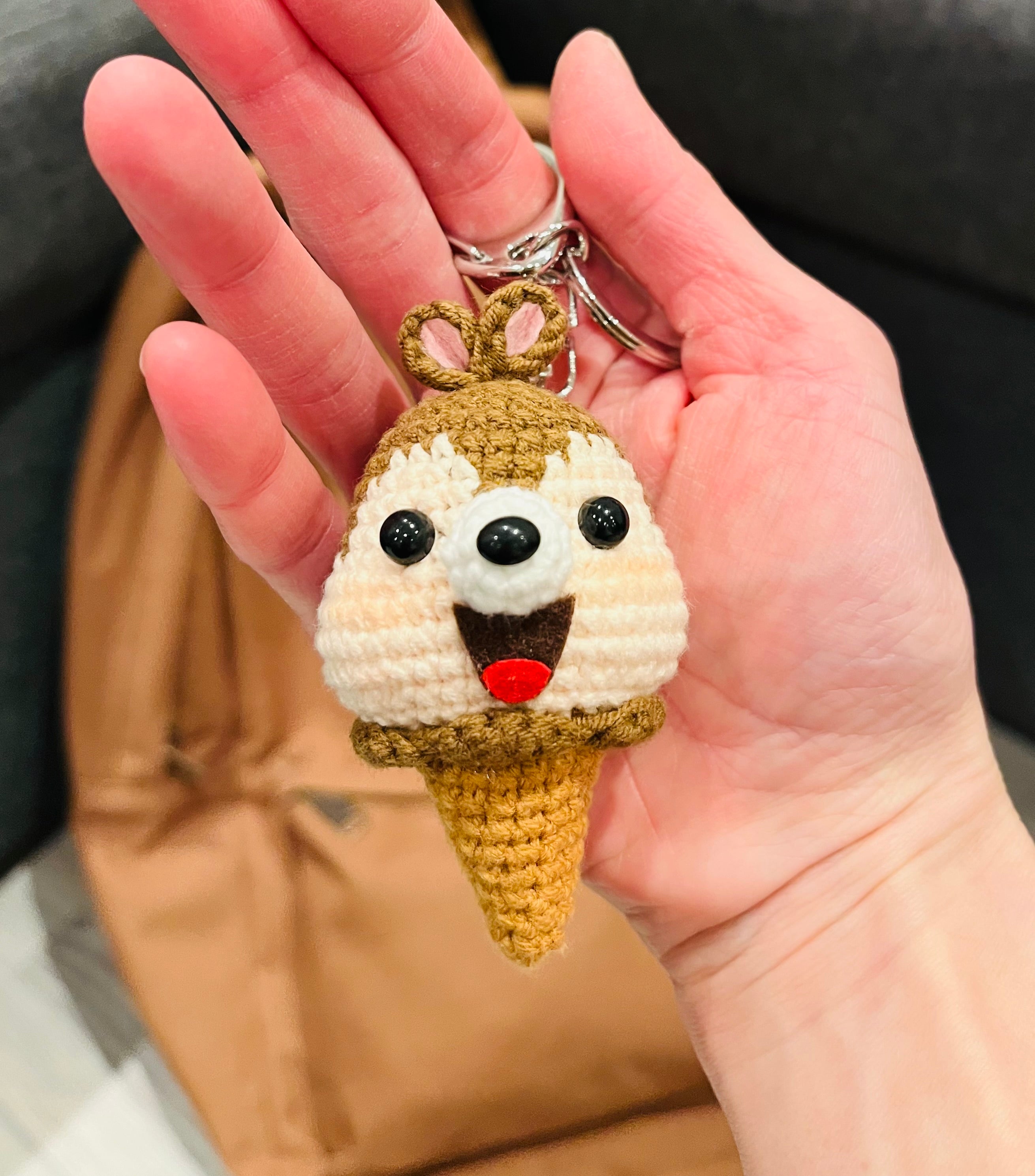 Cute Crochet Character Keyring Collection V/ Kawaii Bag Charm/Kawaii Plush Pikachu , Snoopy, Cinnamoroll, Chiikawa, Dale, Mickey