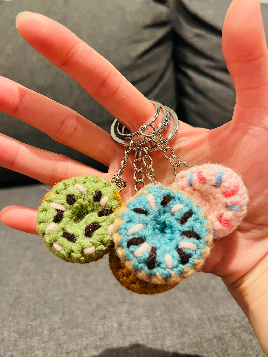 Crochet Mini Donut Keyring/ Cute Donut Bag Charm Handmade