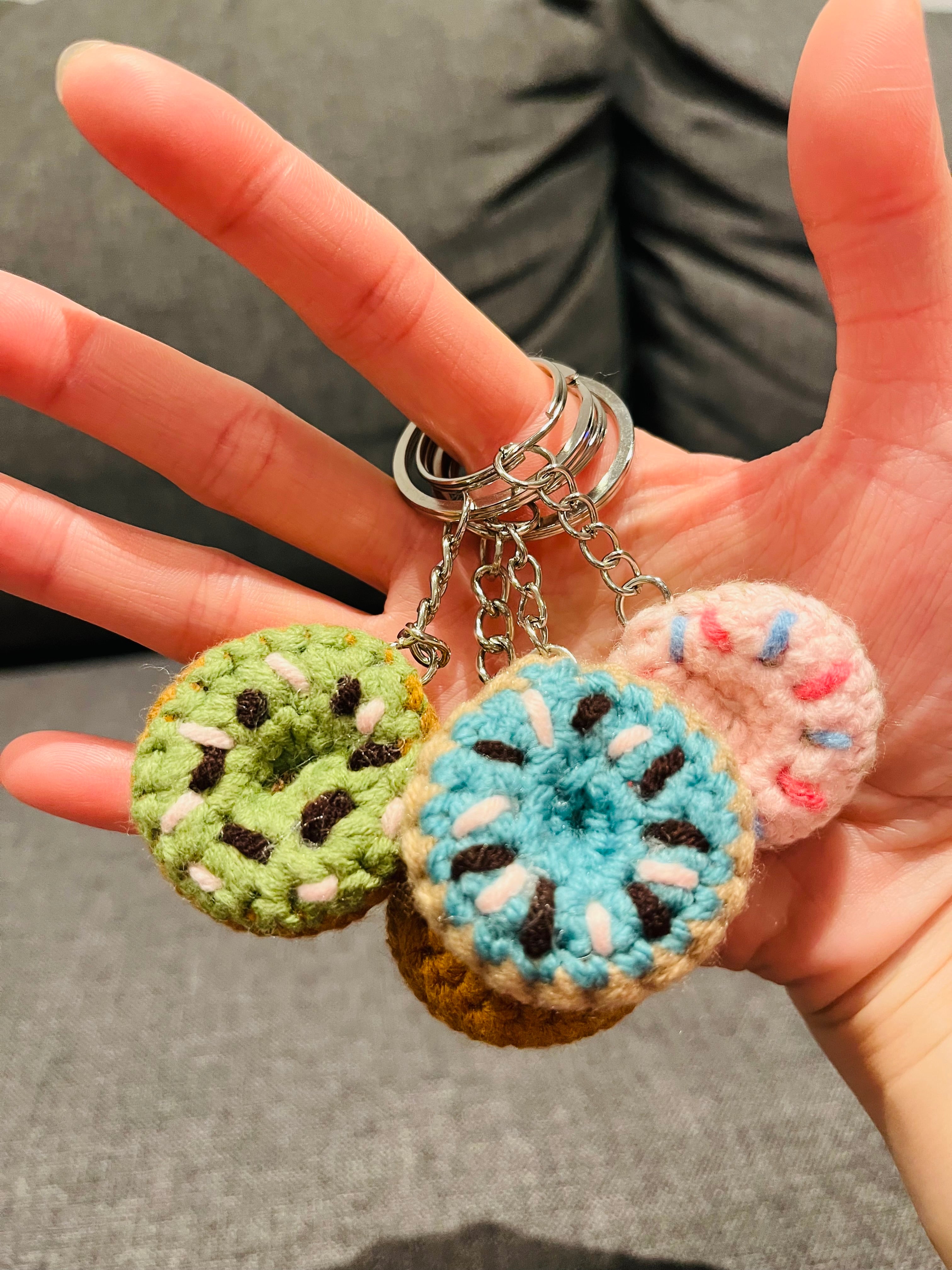 Crochet Mini Donut Keyring/ Cute Donut Bag Charm Handmade