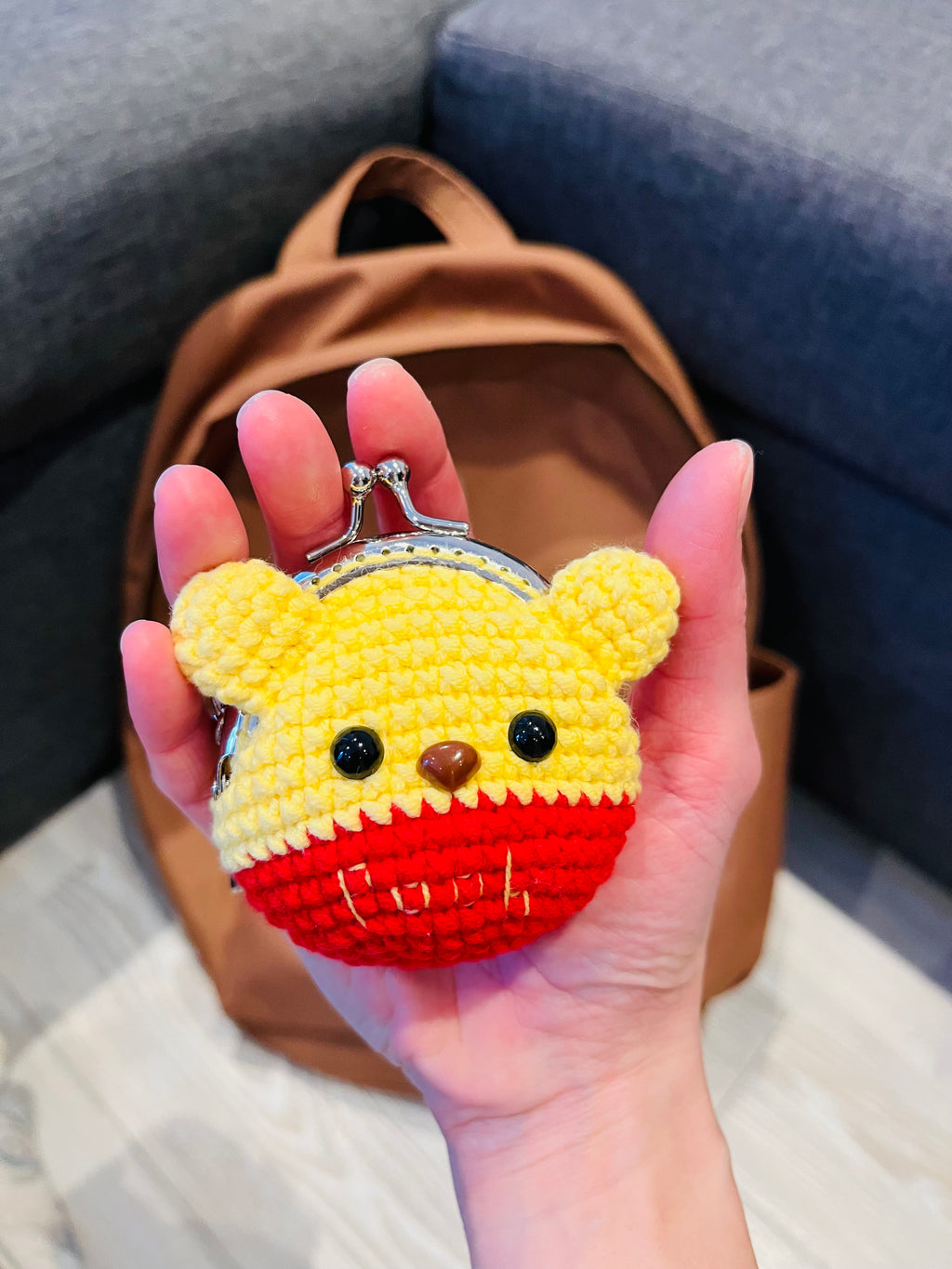 Handmade Crochet Keychain Purse I , Cute Character Keyholder, Winnie the Pooh, Mickey,  Hello Kitty, Puppy, Tiger, Cute Bag Charm