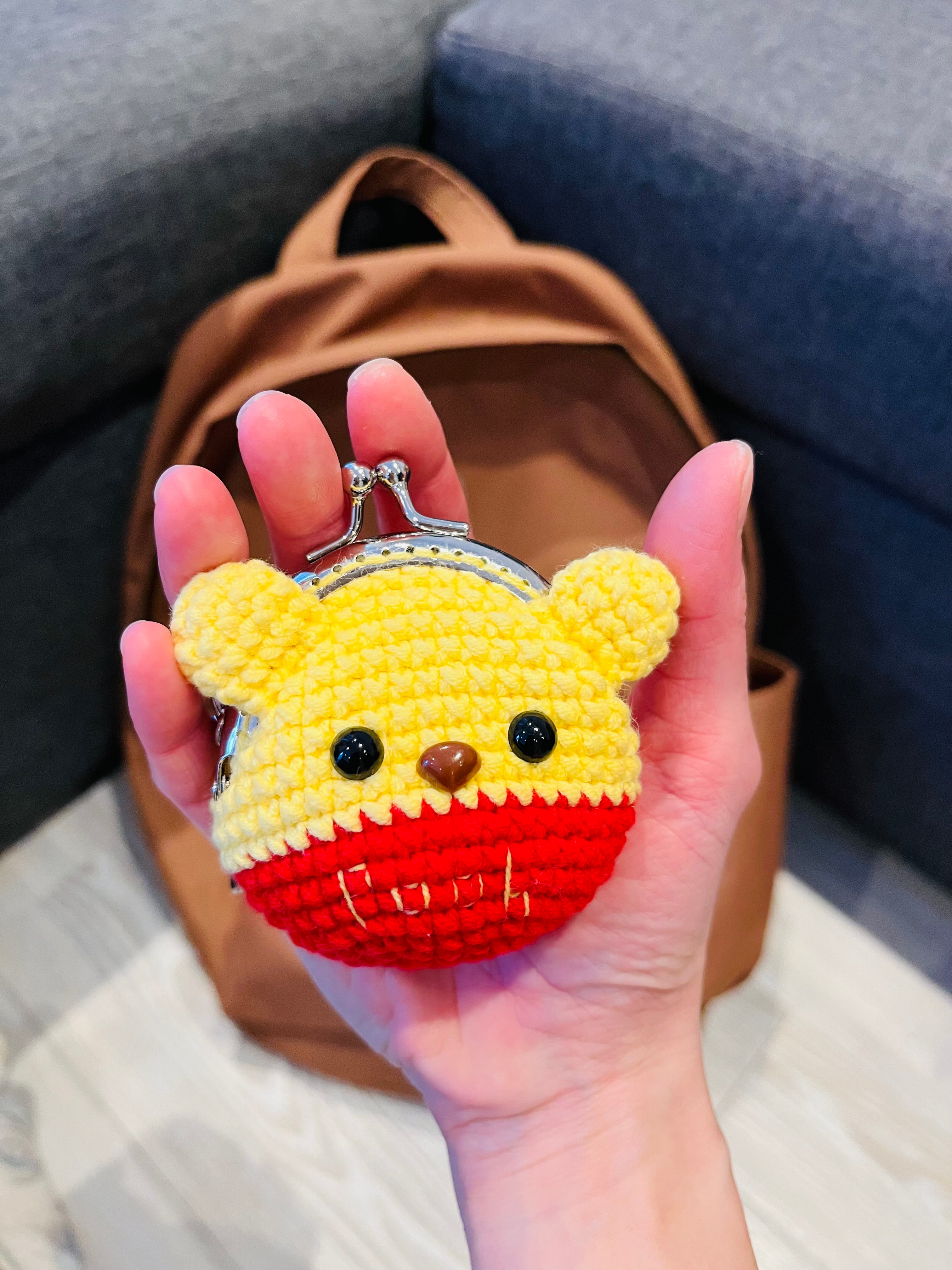 Handmade Crochet Keychain Purse I , Cute Character Keyholder, Winnie the Pooh, Mickey,  Hello Kitty, Puppy, Tiger, Cute Bag Charm