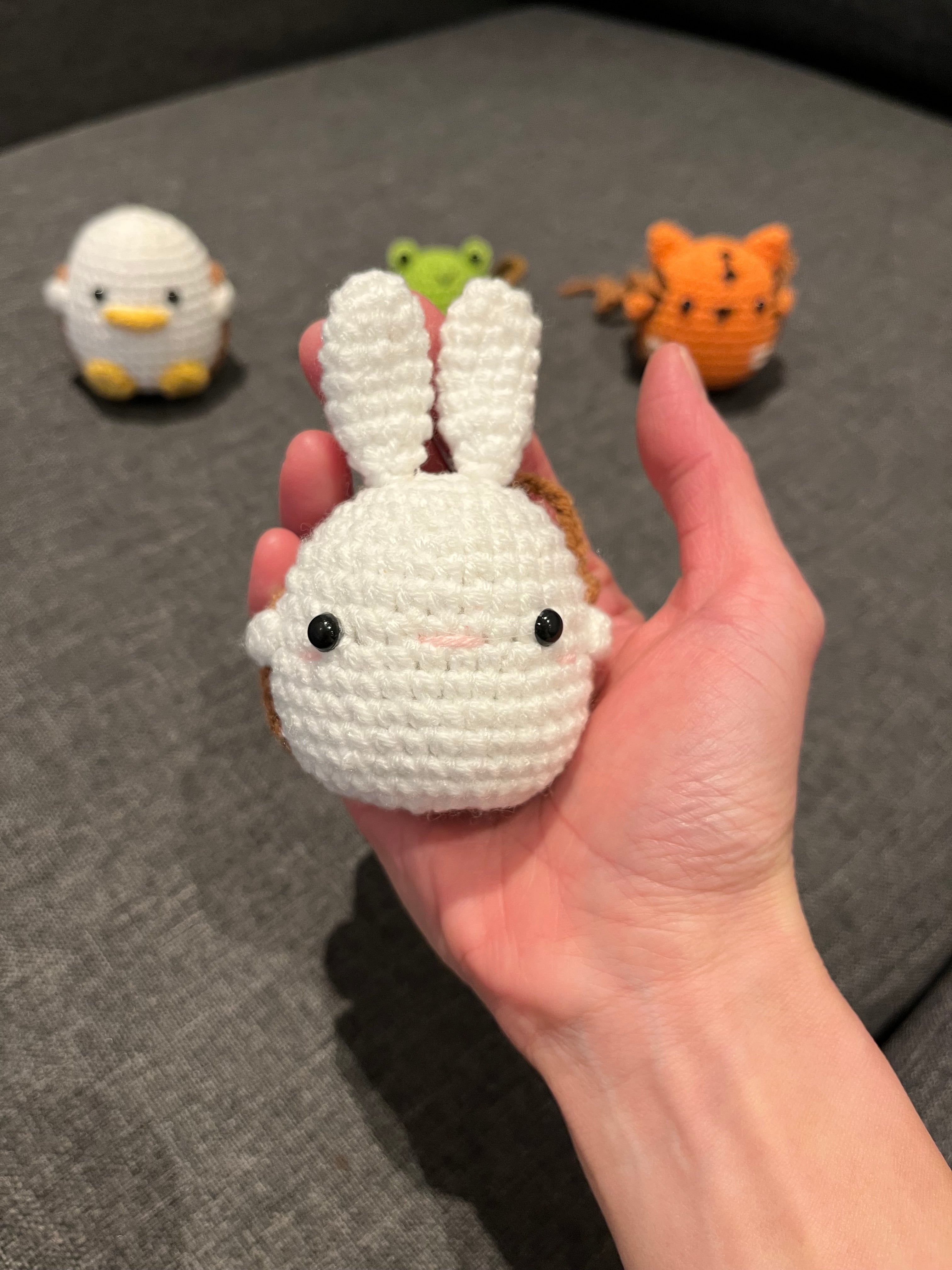 Crochet Animal Car Hanger - Cute Frog, Duck, Tiger & Bunny | Handmade