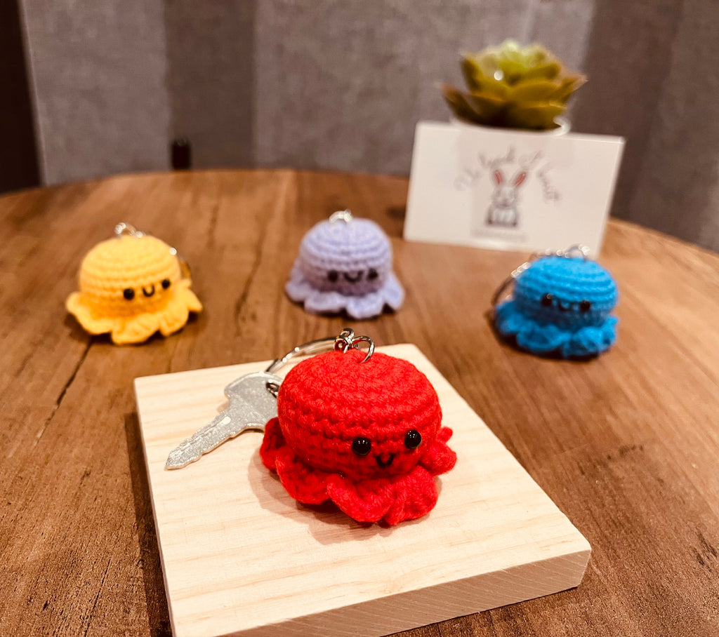 Cute Crochet Octopus Family Keyring/Kawaii Bag Charm Handmade