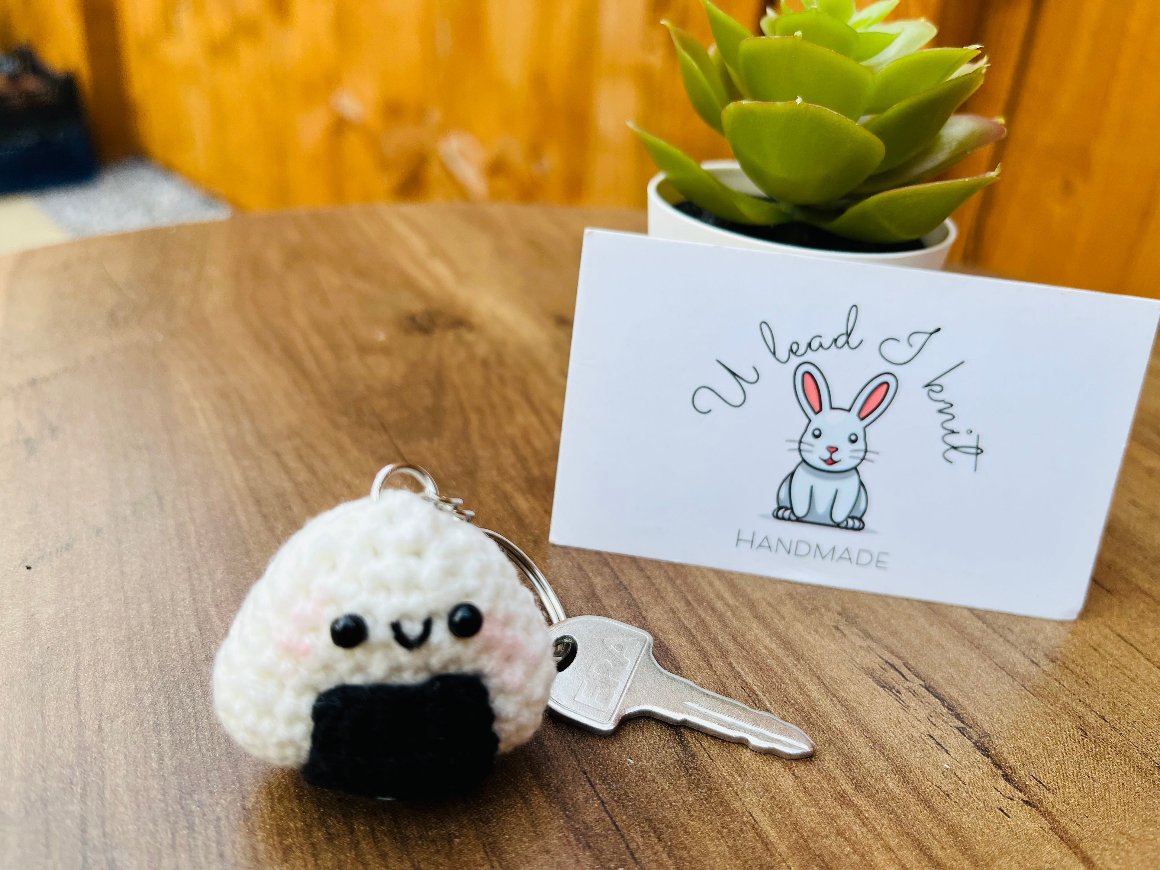 Crochet Mini Onigiri Keyring | Handmade Onigiri Bag Charm