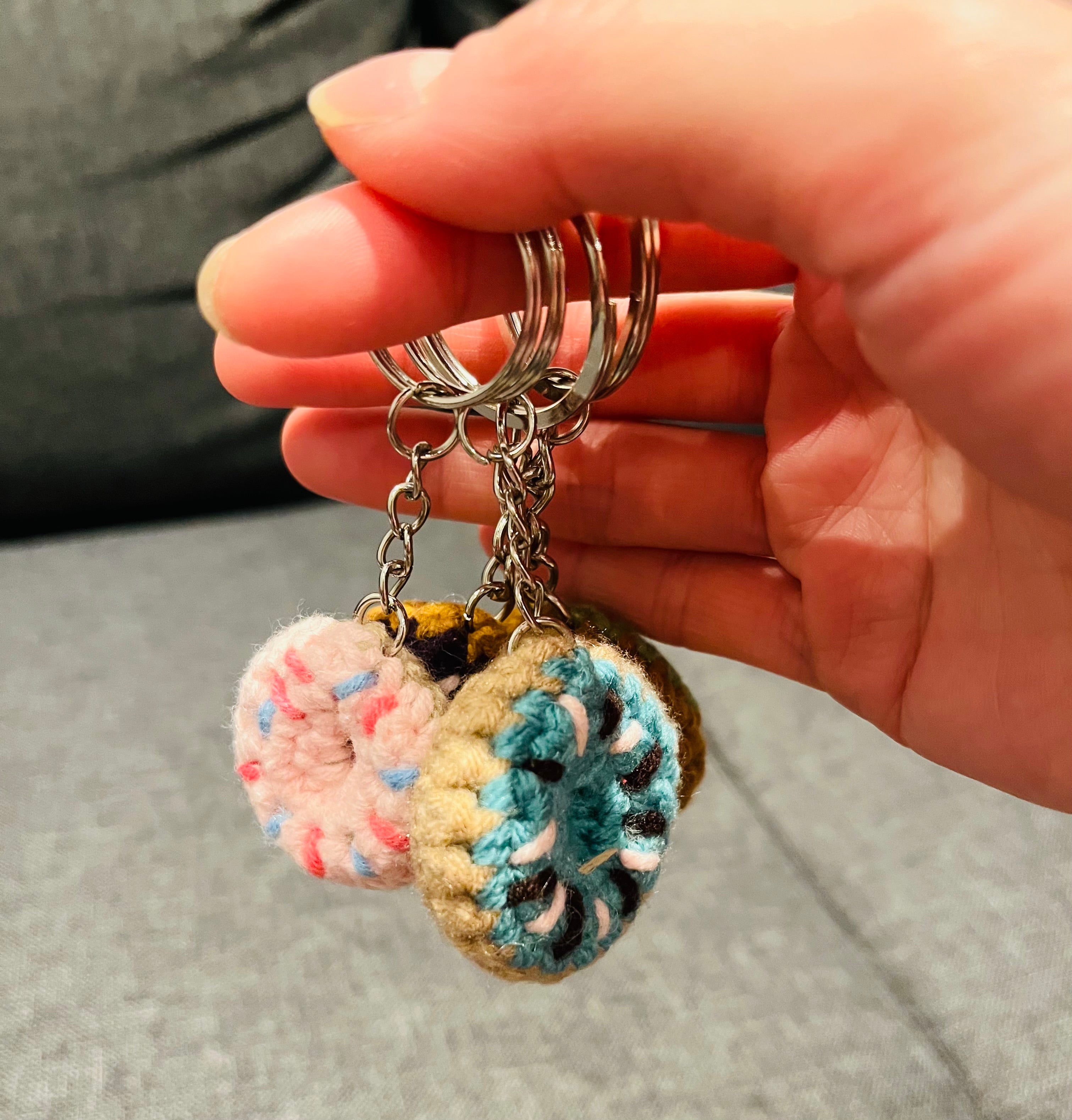 Crochet Mini Donut Keyring/ Cute Donut Bag Charm Handmade