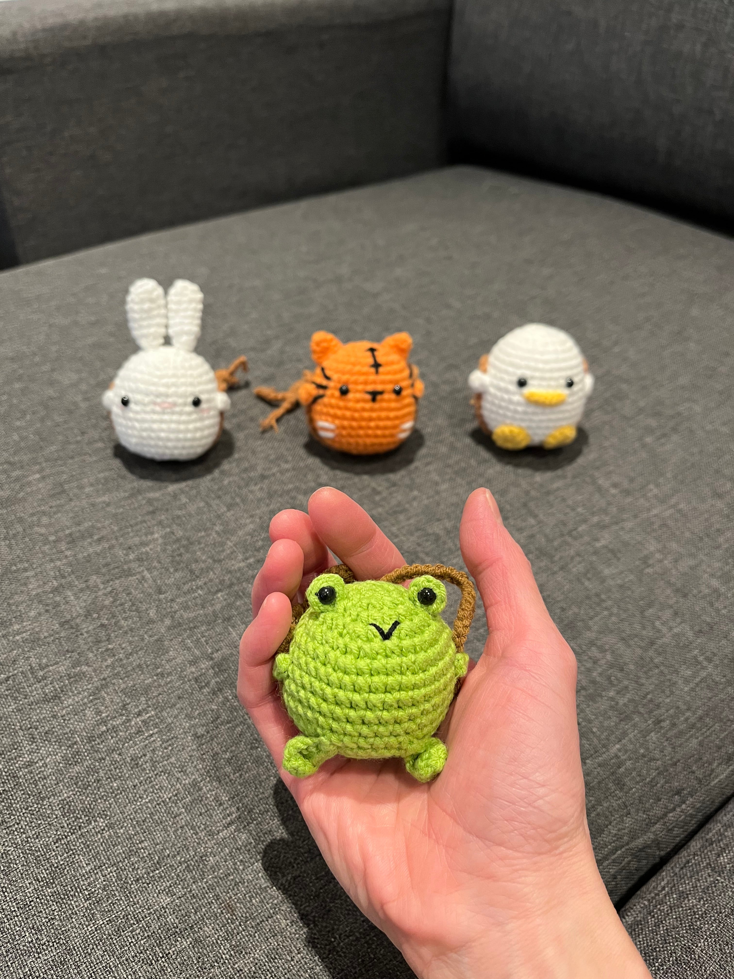 Crochet Animal Car Hanger - Cute Frog, Duck, Tiger & Bunny | Handmade