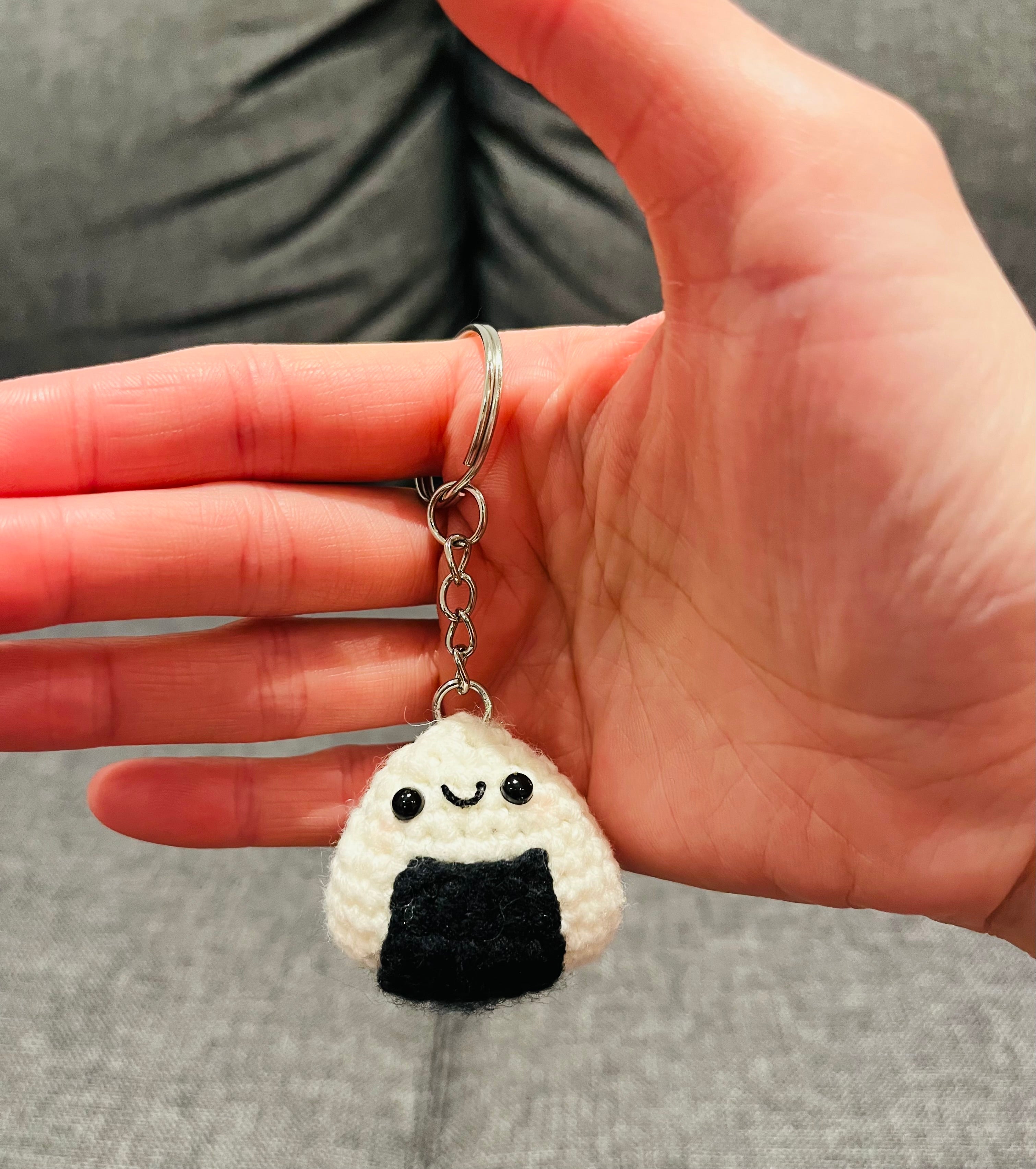 Crochet Mini Onigiri Keyring | Handmade Onigiri Bag Charm