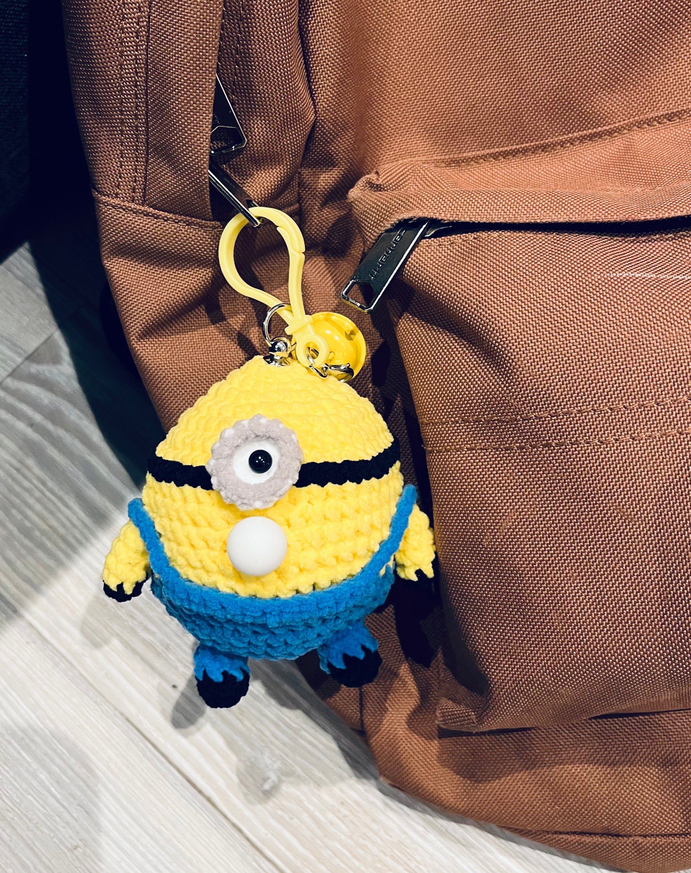 Crochet Chubby Squeeze Keychain II (Minion, Totoro I, Winnie The Pooh, Lamb) Interactive Squishy Toy | Handmade Gift