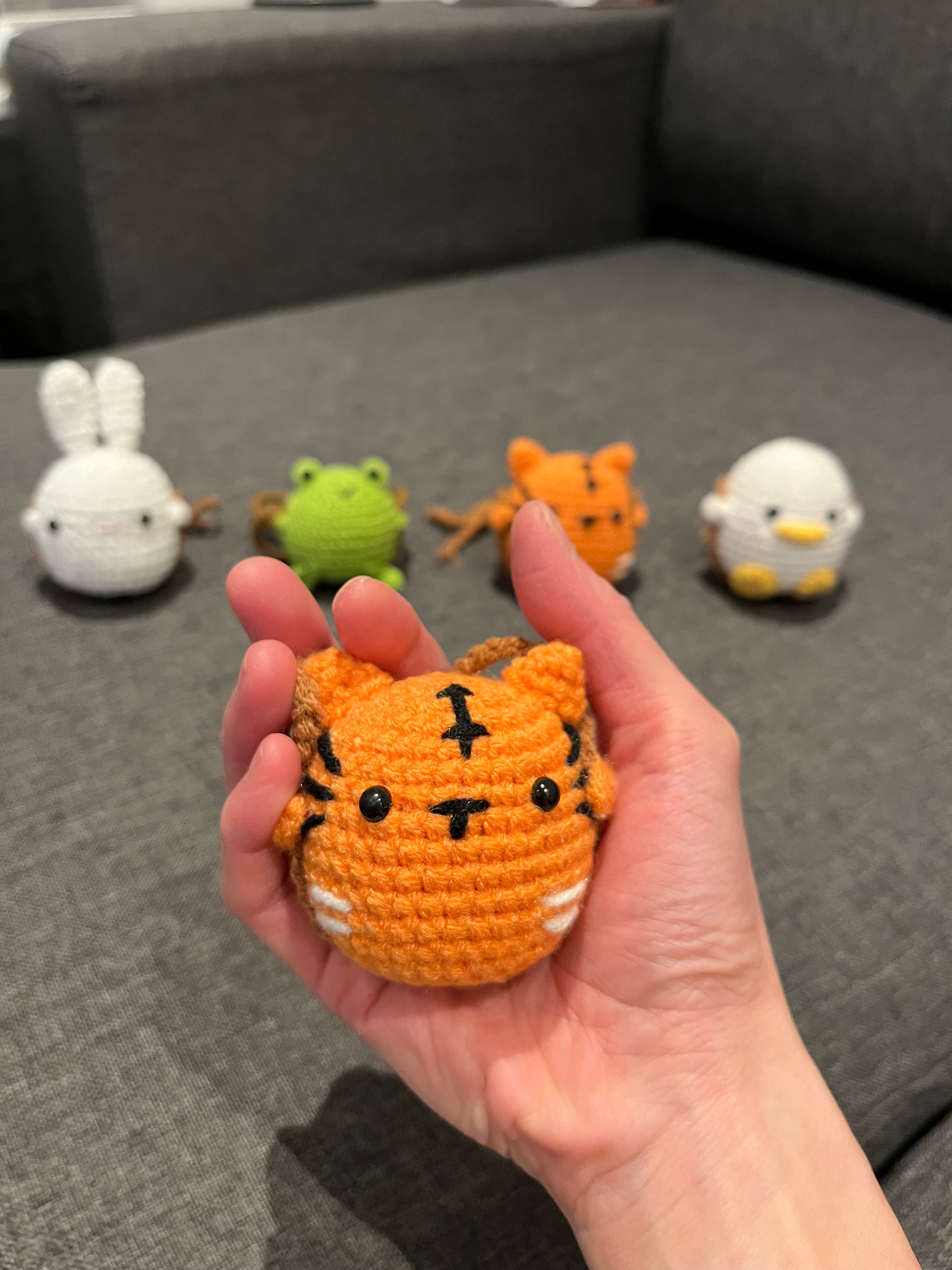 Crochet Animal Car Hanger - Cute Frog, Duck, Tiger & Bunny | Handmade