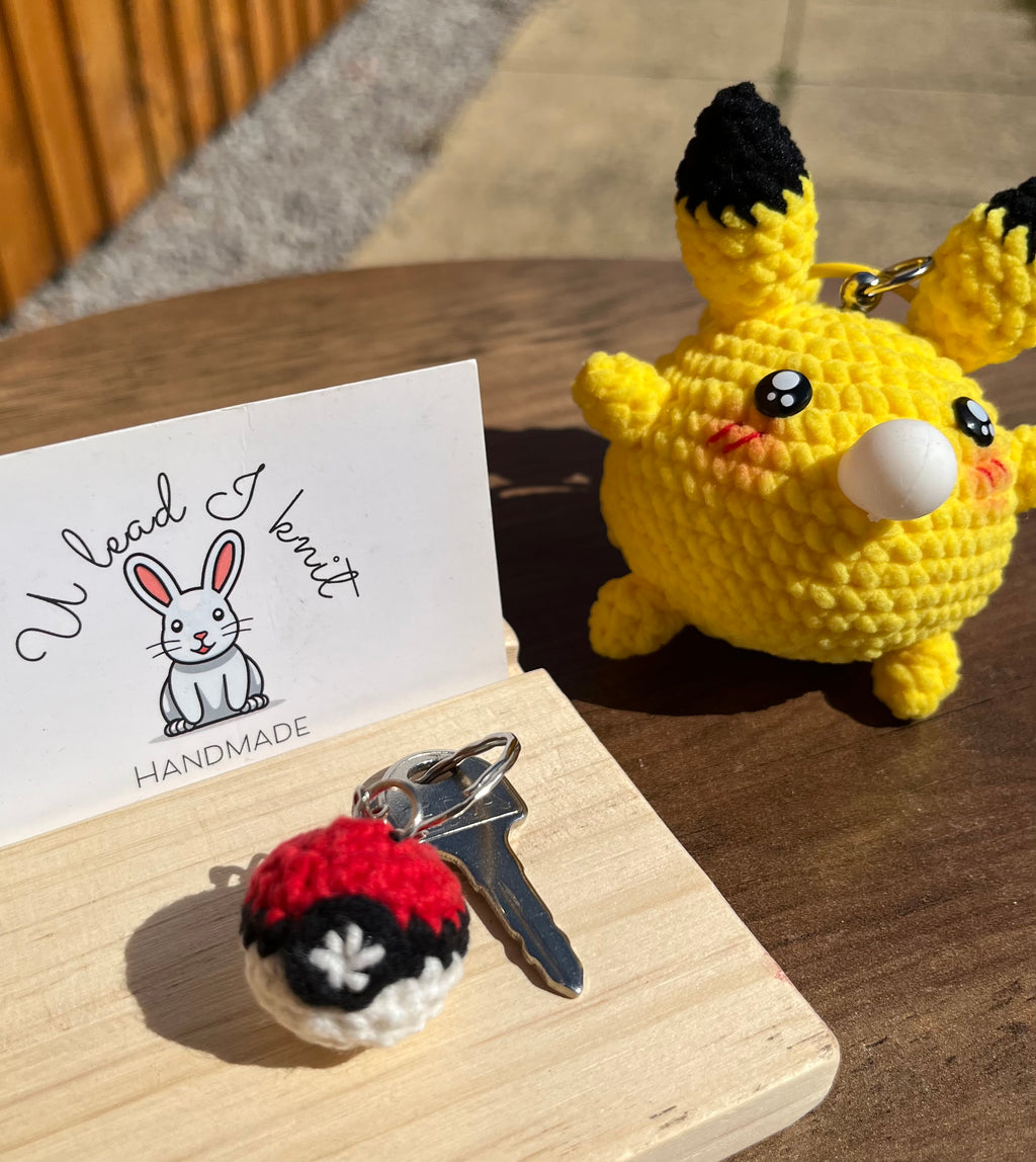 Mini Pokemon Ball Crochet Keychain and bag charm/phone charm