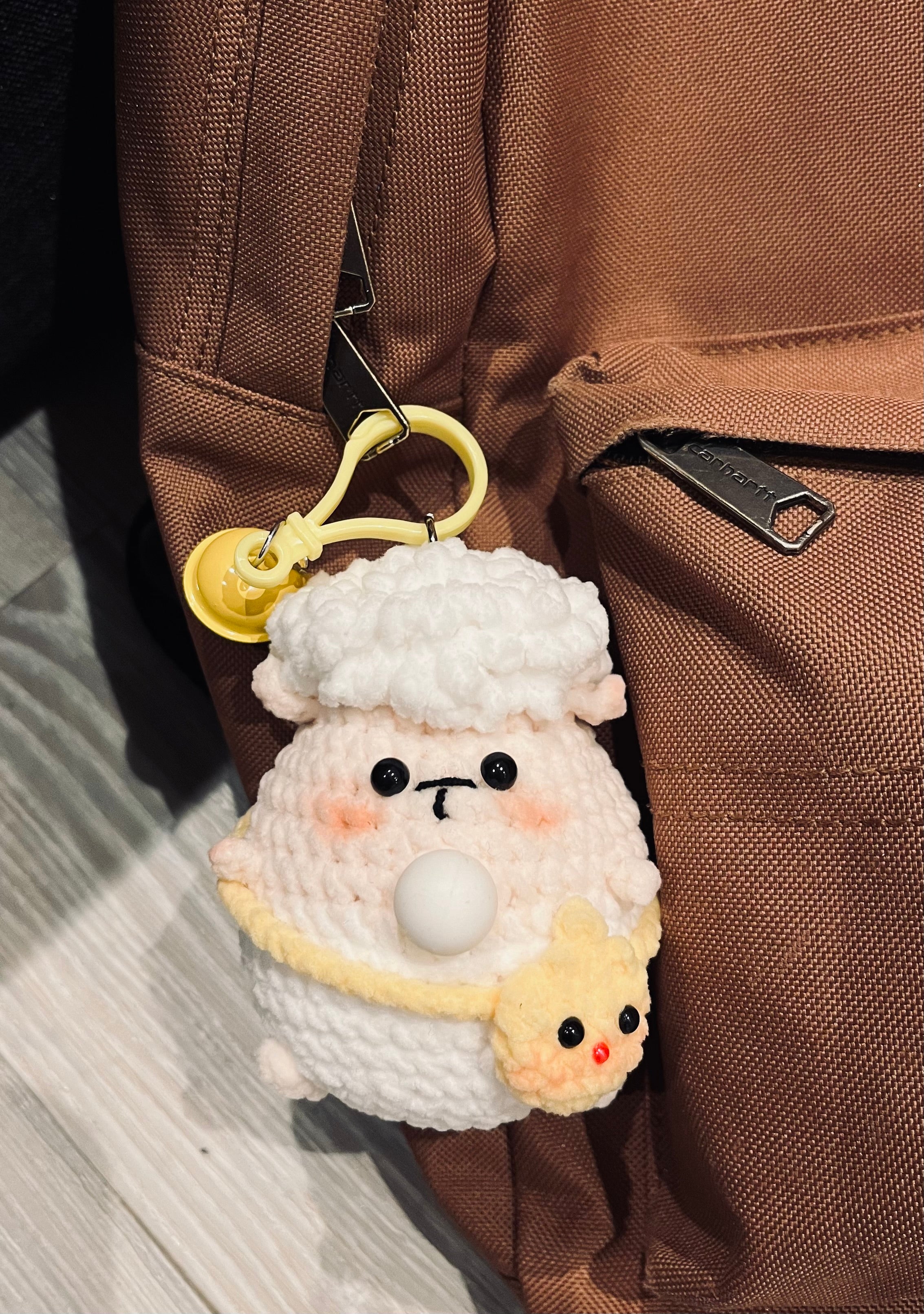Crochet Chubby Squeeze Keychain II (Minion, Totoro I, Winnie The Pooh, Lamb) Interactive Squishy Toy | Handmade Gift