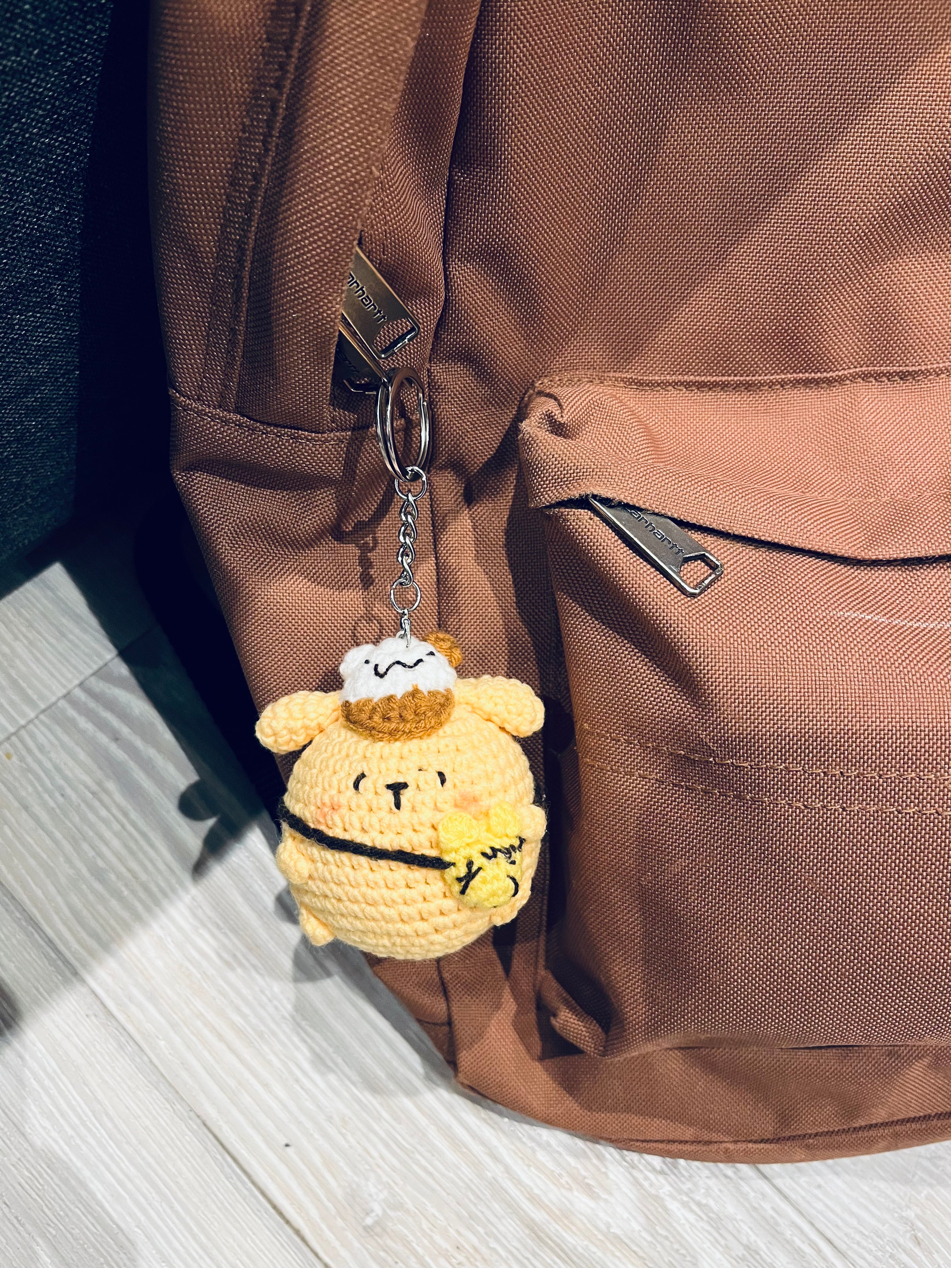 Cute Crochet Character Keyring Collection IV/ Kawaii Bag Charm/Chubby Pompompurin, Pochacco, Piglet, Bear