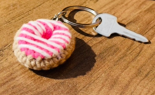 Crochet Mini Donut Keyring/ Cute Donut Bag Charm Handmade