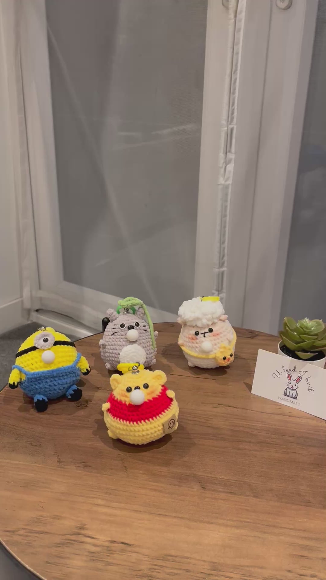 Crochet Chubby Squeeze Keychain II (Minion, Totoro I, Winnie The Pooh, Lamb) Interactive Squishy Toy | Handmade Gift