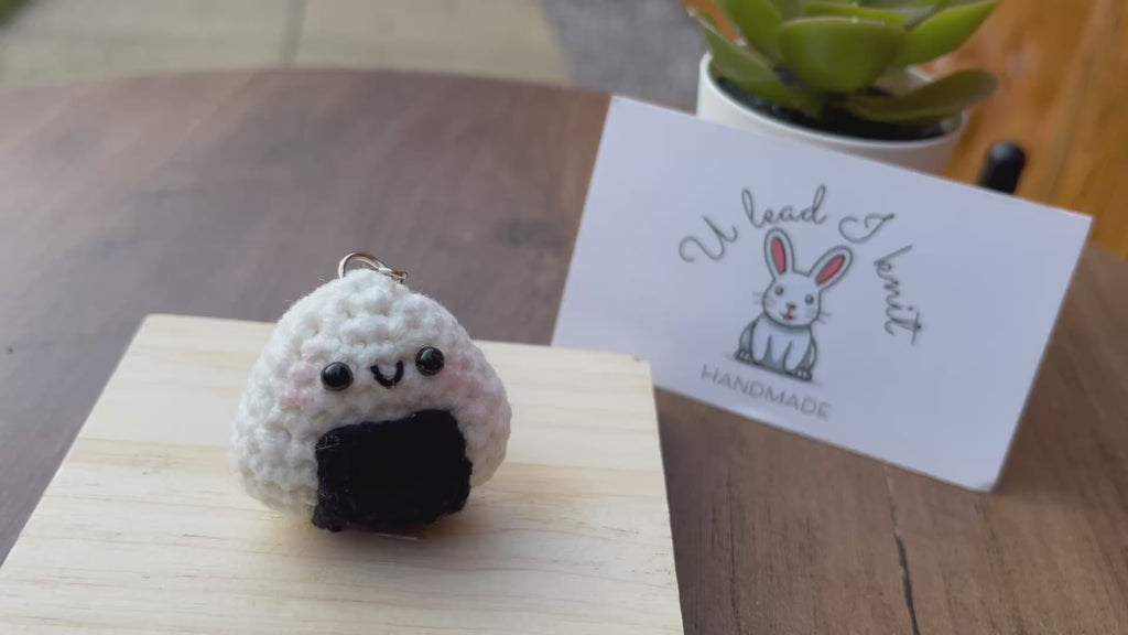 Crochet Mini Onigiri Keyring | Handmade Onigiri Bag Charm