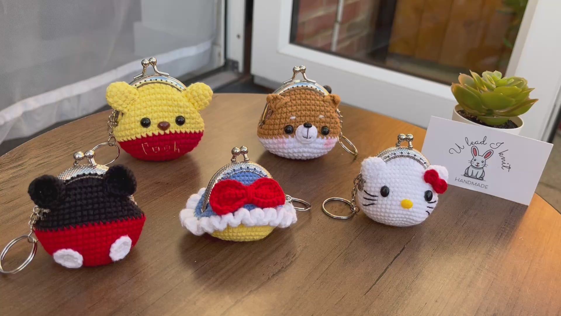 Handmade Crochet Keychain Purse I , Cute Character Keyholder, Winnie the Pooh, Mickey,  Hello Kitty, Puppy, Tiger, Cute Bag Charm