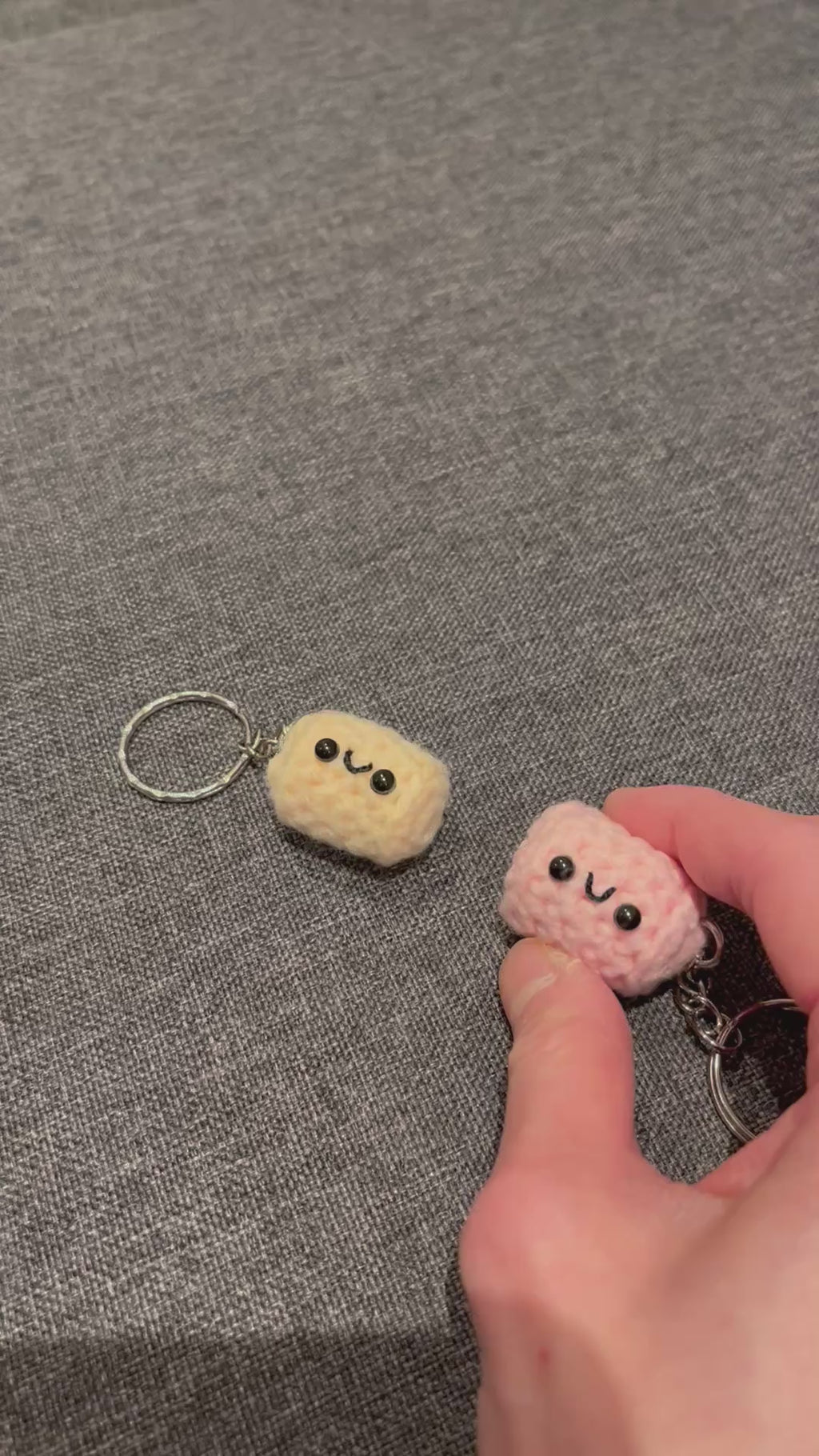 Magnetic Crochet Marshmallow Keychain Set, Couple Keychains, Valentine’s Day Gift, Handmade Cute Bag Charm, His and Hers Gift