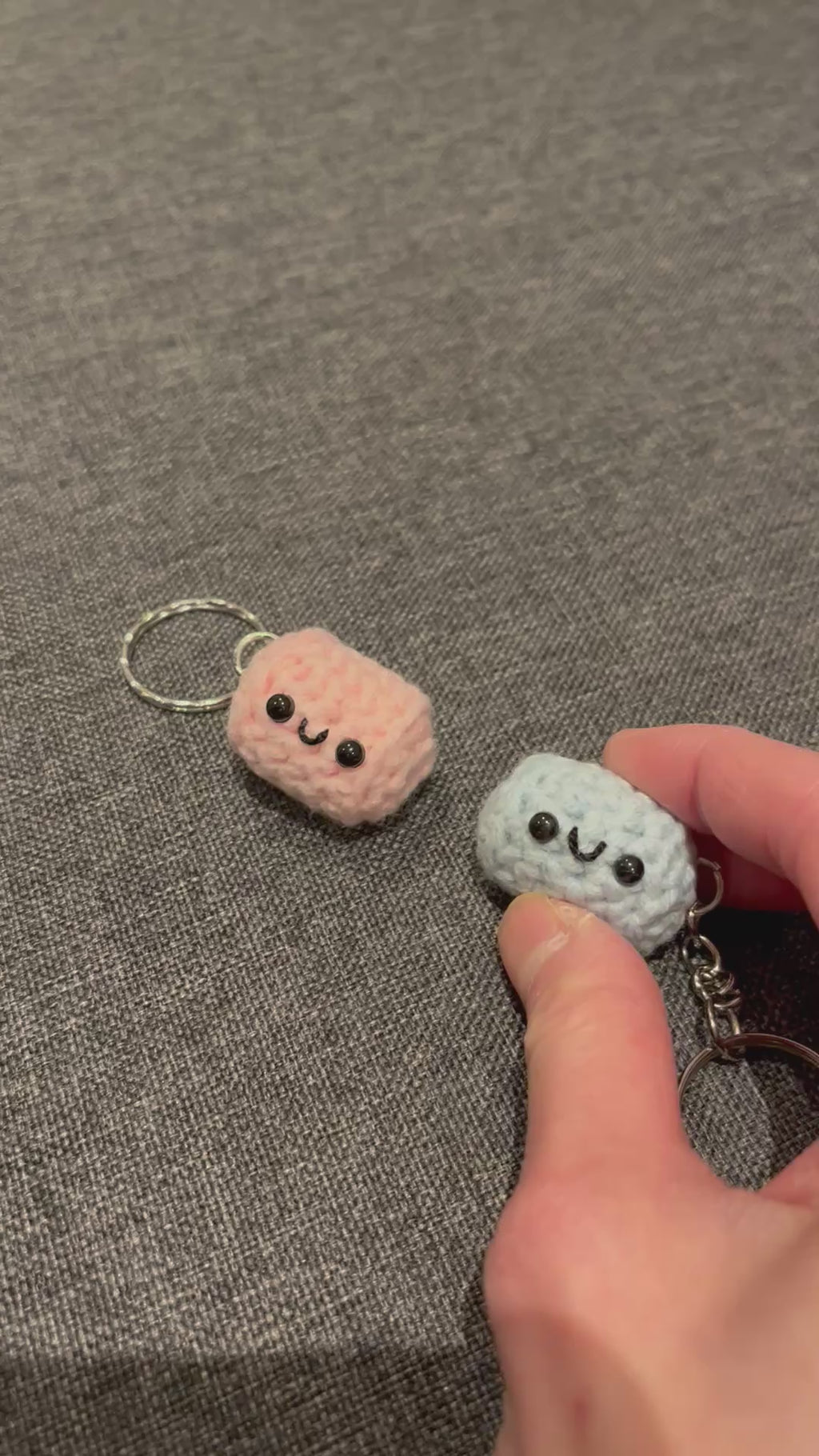 Magnetic Crochet Marshmallow Keychain Set, Couple Keychains, Valentine’s Day Gift, Handmade Cute Bag Charm, His and Hers Gift