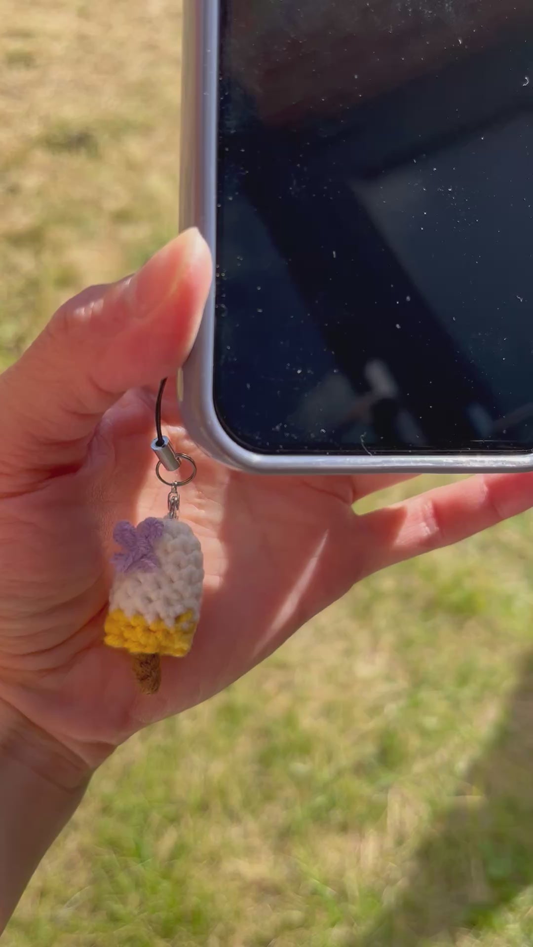Crochet Ice Cream Bar Keychain, Cute Phone Charm, Mini Bag Charm, Handmade Summer Gift