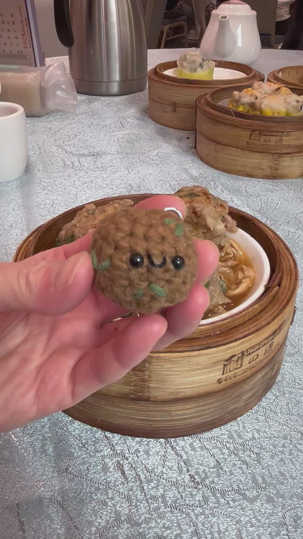 Crochet Siu Mai & Beef Ball, Cute Dim Sum Keychain, Chinese Food Bag Charm, Handmade Foodie Gift