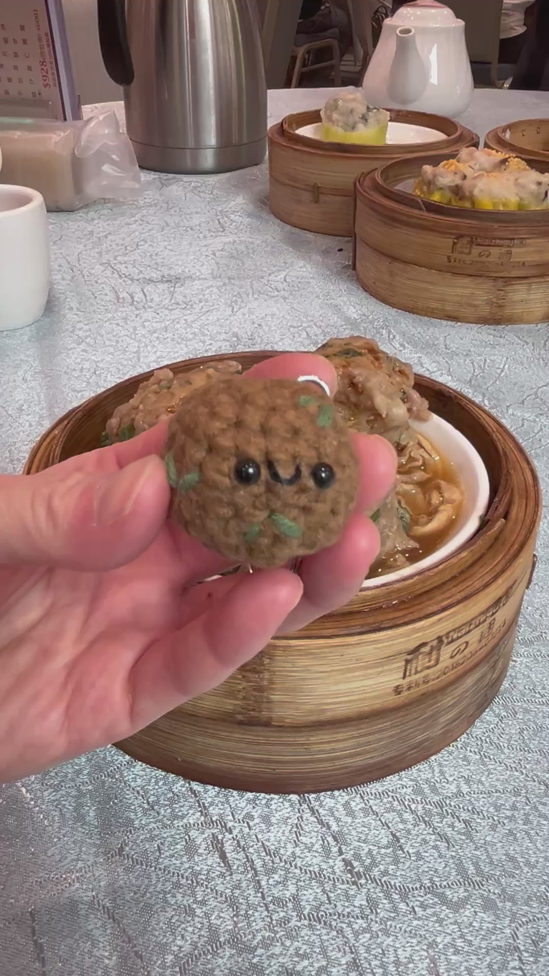Crochet Siu Mai & Beef Ball, Cute Dim Sum Keychain, Chinese Food Bag Charm, Handmade Foodie Gift