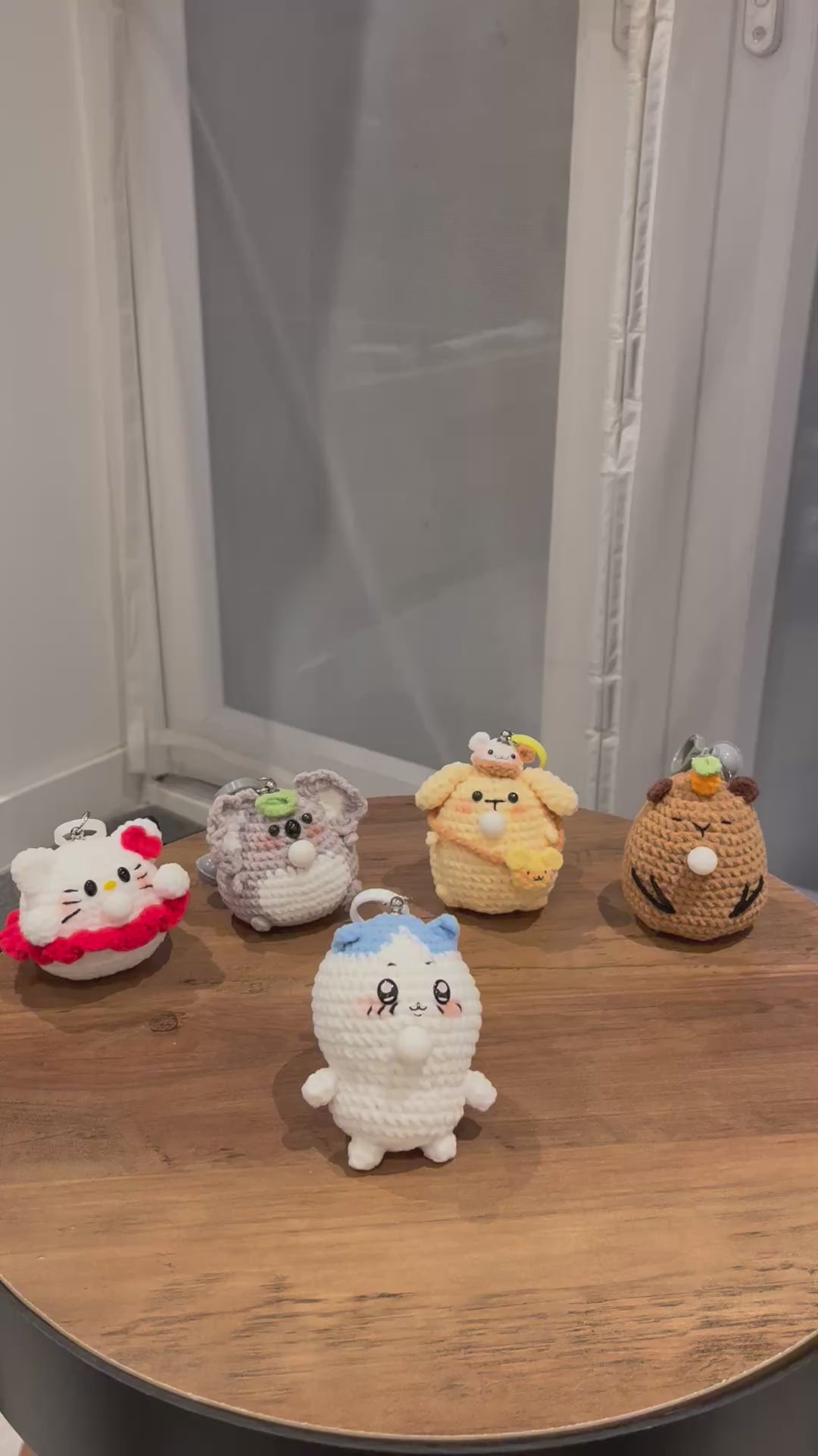 Crochet Chubby Squeeze Keychain I (Pompompurin, Chiikawa, Totoro, Hello Kitty) Interactive Squishy Toy | Handmade Gift